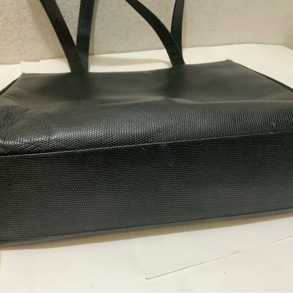 Vintage Salvatore Ferragamo Tote Bag Embossed Leather Black  Authentic